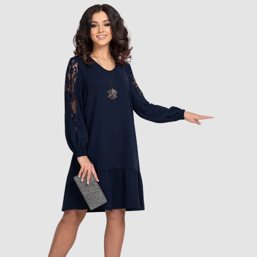 Mina™ Elegant Lace Sleeve Midi Dress