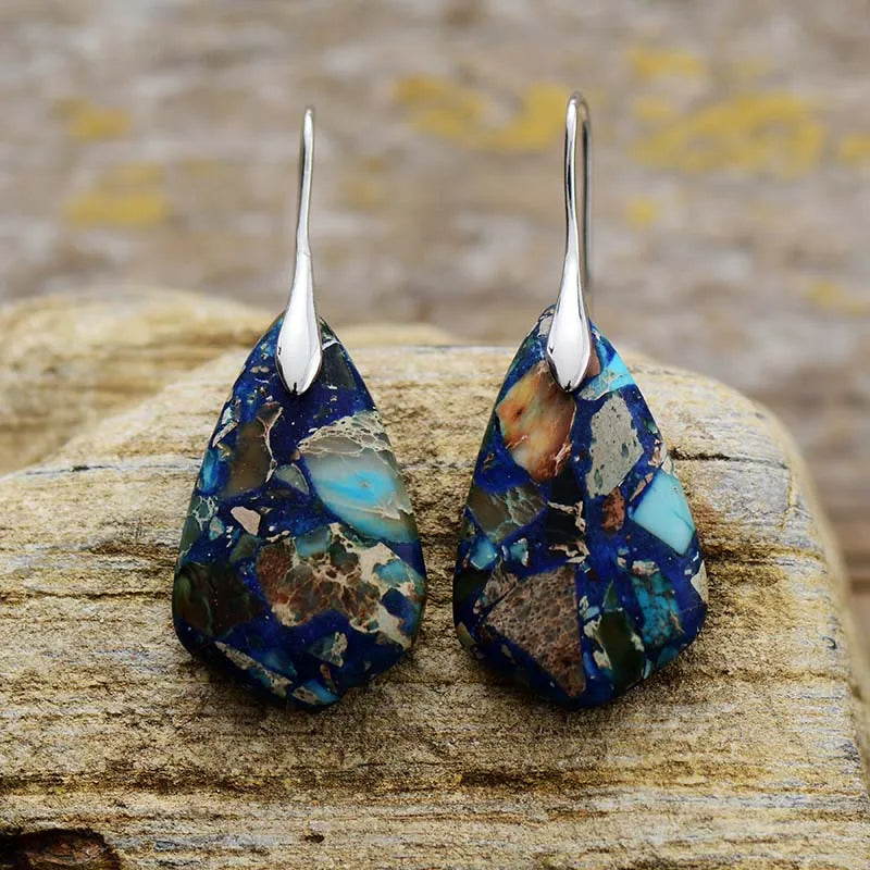 Abstract Jasper Dangle Earrings