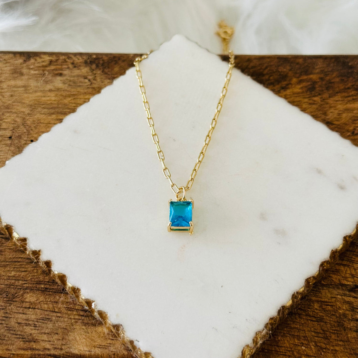 Emerald Cut Charm Necklace