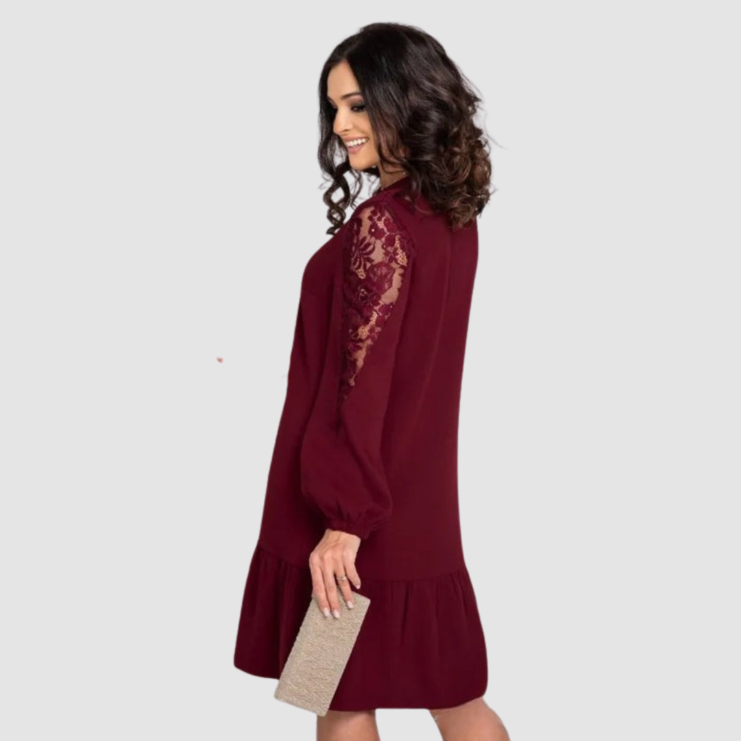 Mina™ Elegant Lace Sleeve Midi Dress