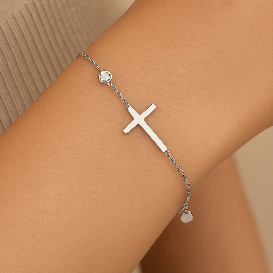 Silver Faith Heart Bracelet