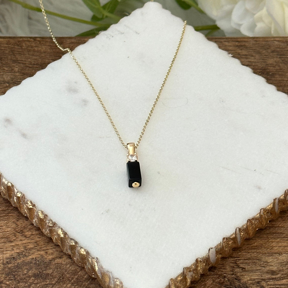 Alessia Black Onyx Bar Necklace