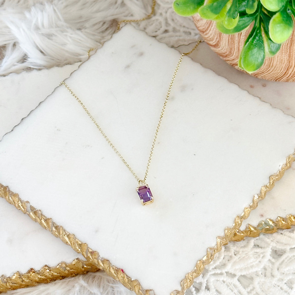 Violetta Amethyst Baguette Necklace