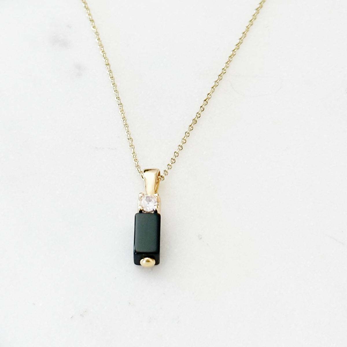 Alessia Black Onyx Bar Necklace