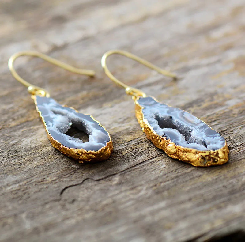 Druzy Geode Teardrop Earrings