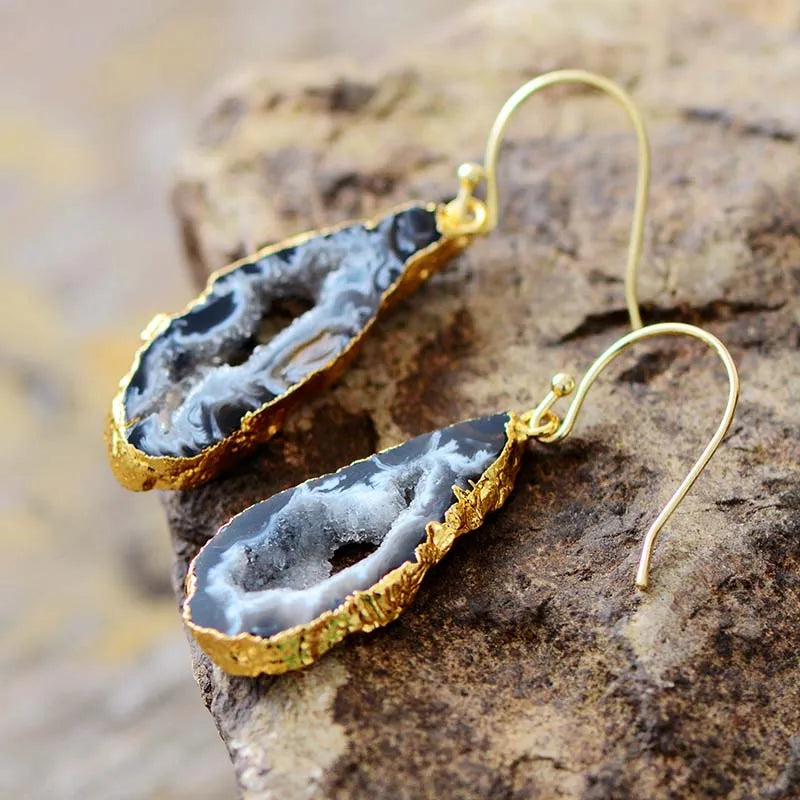 Druzy Geode Teardrop Earrings