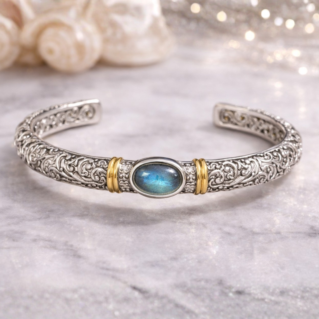 Vintage Zirconia Open Silver Bracelet