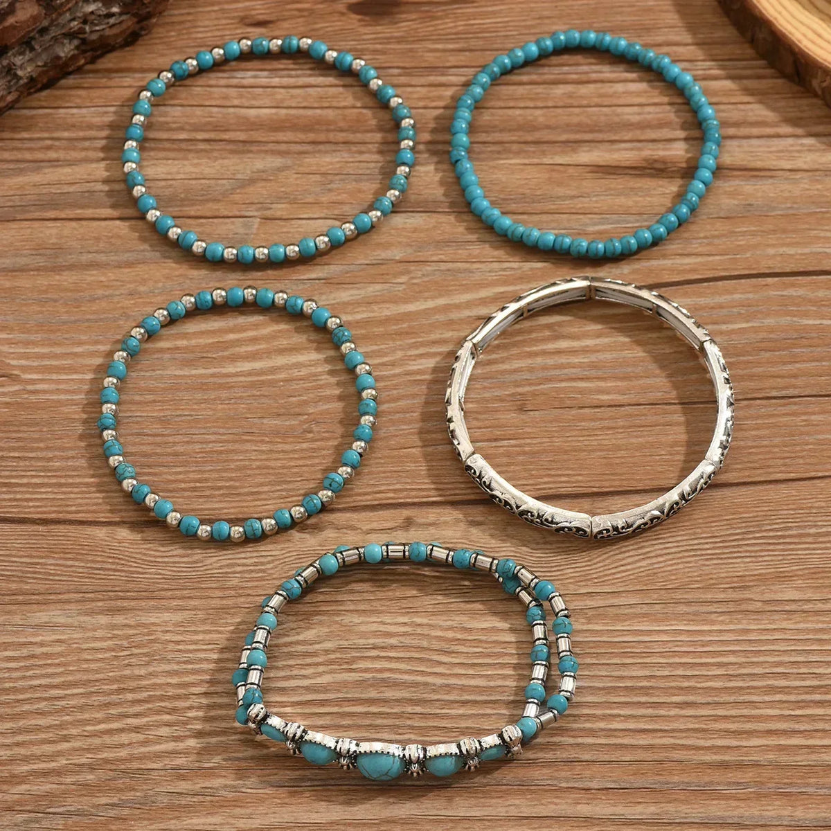 Turquoise Beaded Bracelet Set | Bohemian Elegance