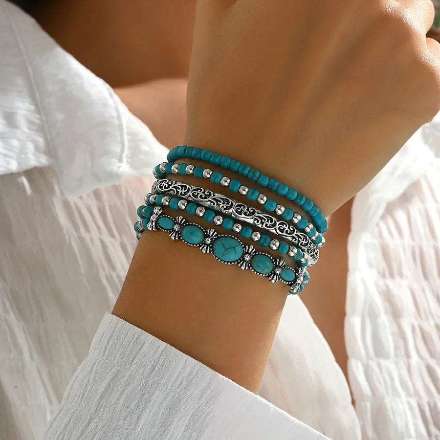 Turquoise Beaded Bracelet Set | Bohemian Elegance