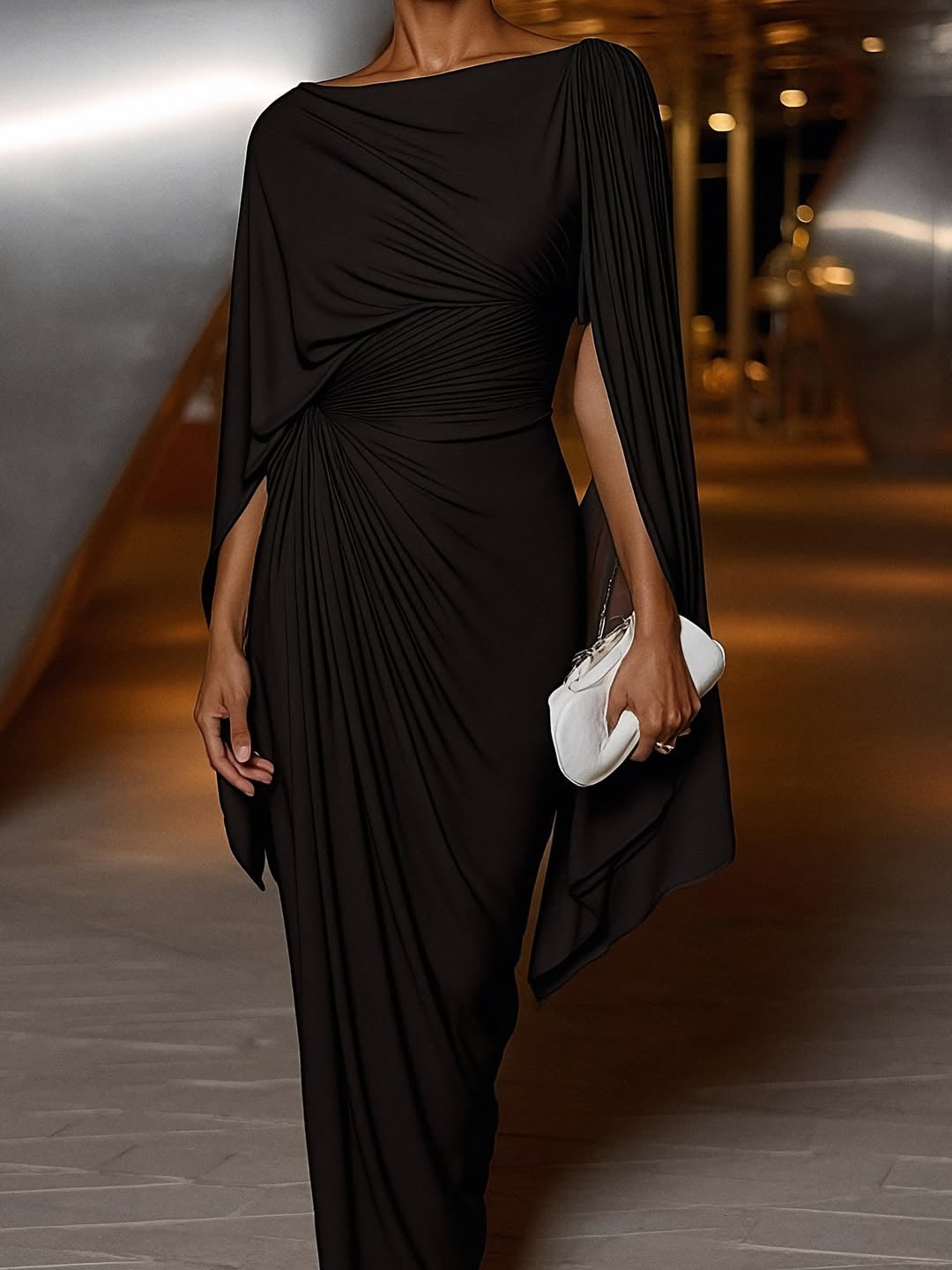 Melyssa™ Pleated Drape Maxi Dress