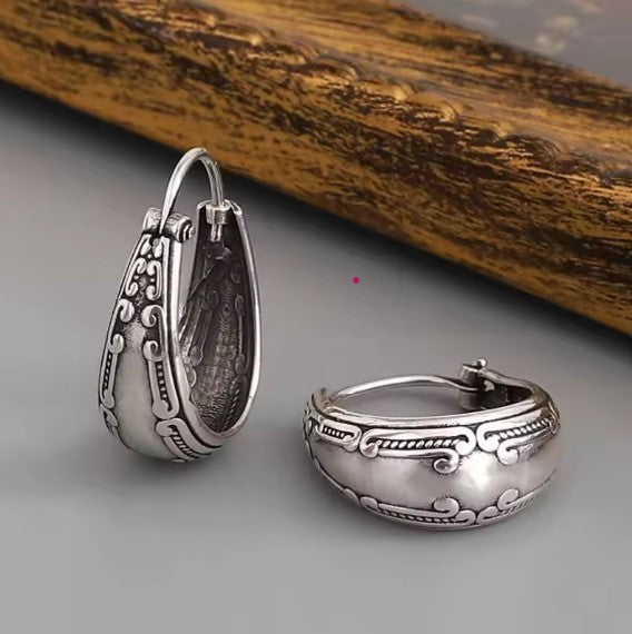 Silver Vintage Mandala Earrings