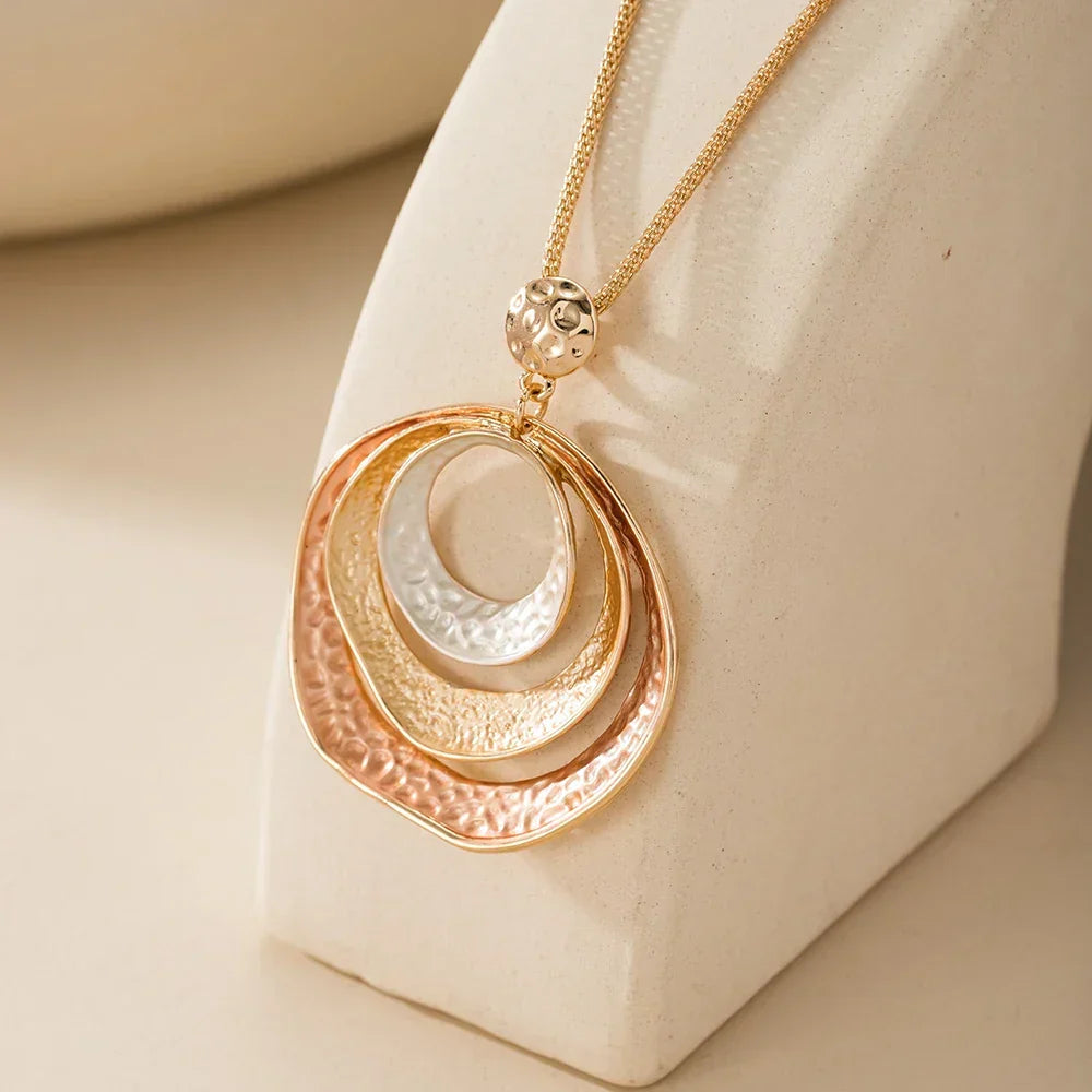 Vintage Gold & Silver Layered Circle Necklace