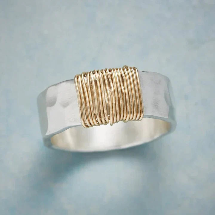 Vintage Golden Threads Silver Ring