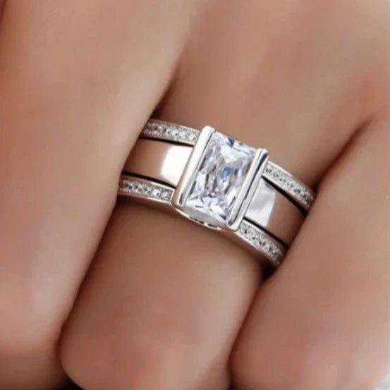 Inlaid Glass Ring | White Gold