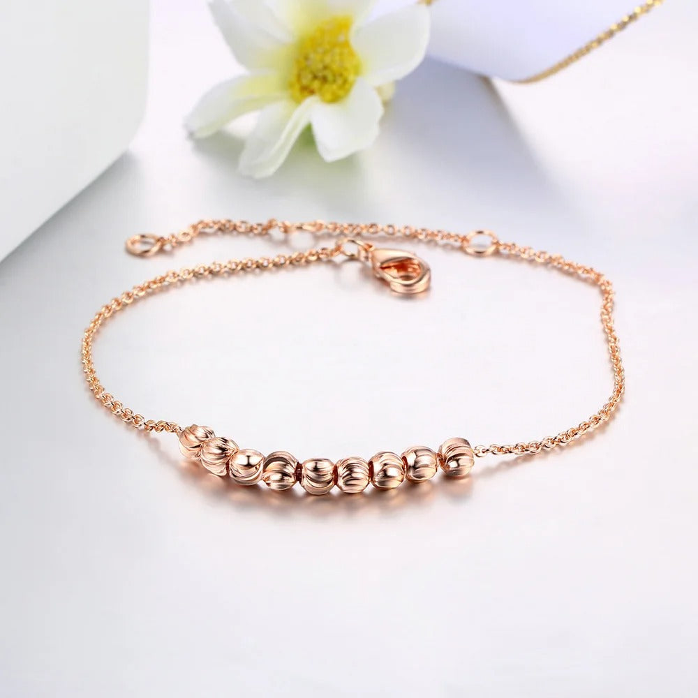Classic Rose Gold Smooth Round Bead Bracelet