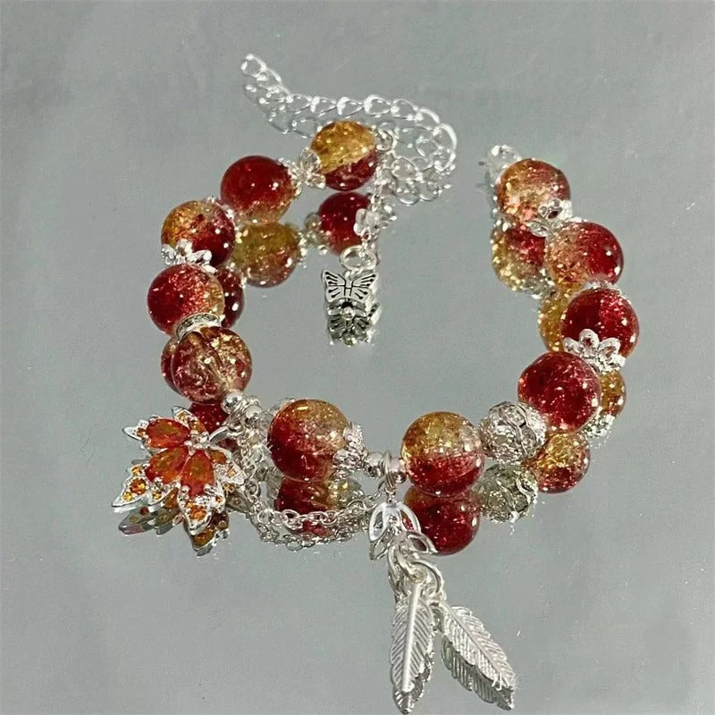 Silver Autumn Leaf & Butterfly Bracelet