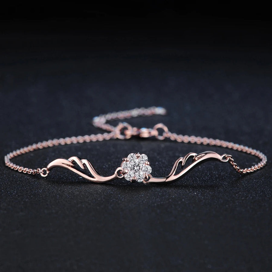 Classic Rose Gold Sparkling Crystal Flower Bracelet