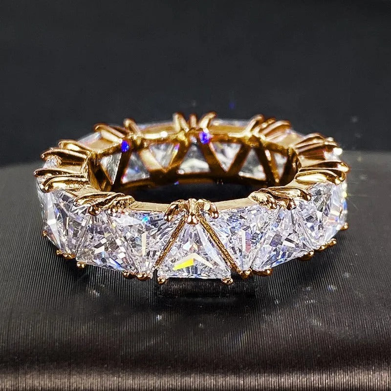 Vintage Gold Triangular Stone Eternity Ring