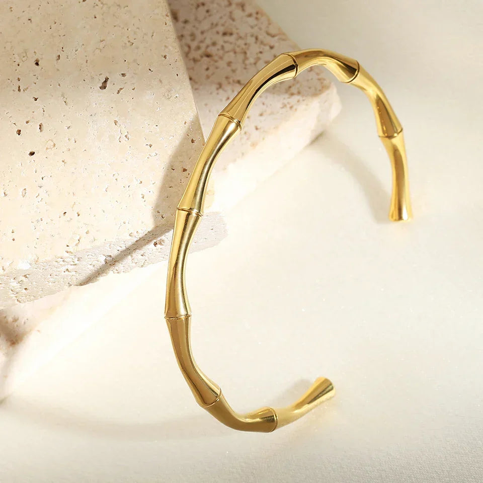 Vintage Gold Bamboo Cuff Bracelet