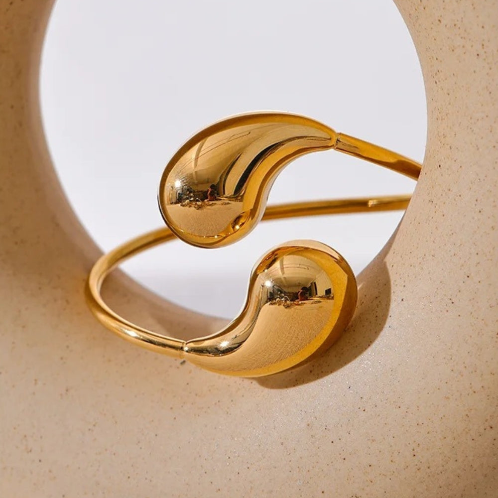 Gold Abstract Drop Cuff Adjustable Bracelet