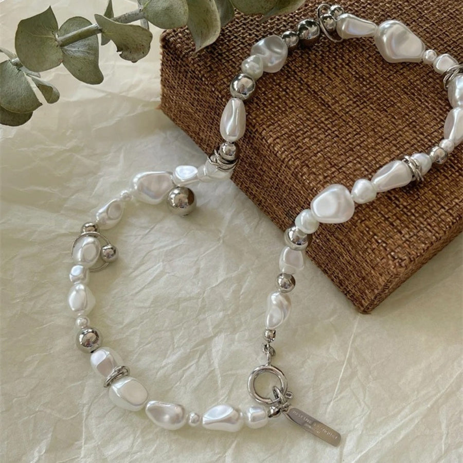 Vintage Pearl & Silver Bead Necklace