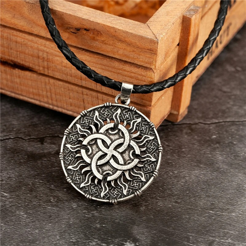 Vintage Silver Sun Knot Pendant Necklace