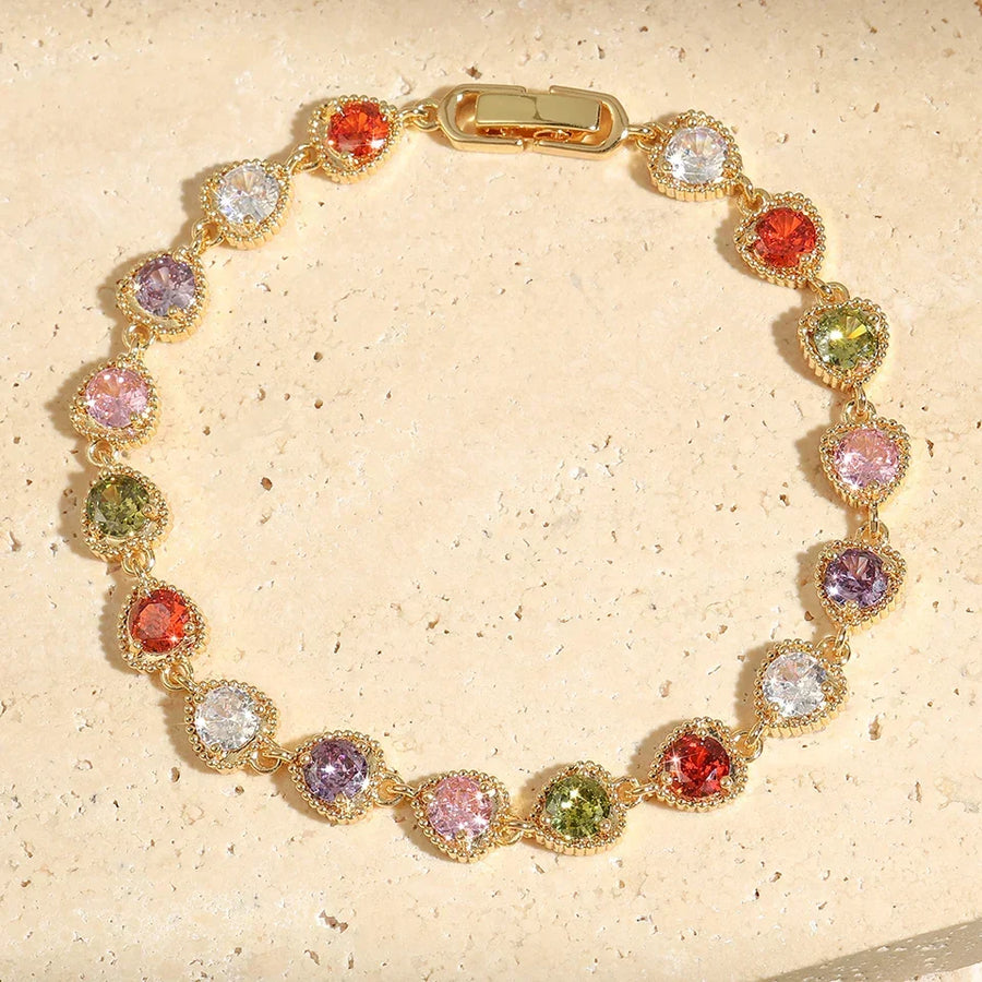 Vintage Gold Love Heart Rainbow Bracelet