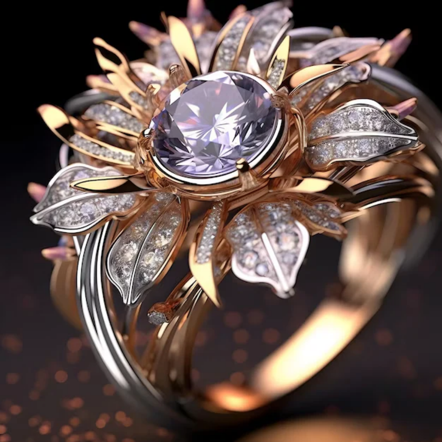 Exotic Violet Blossom Ring