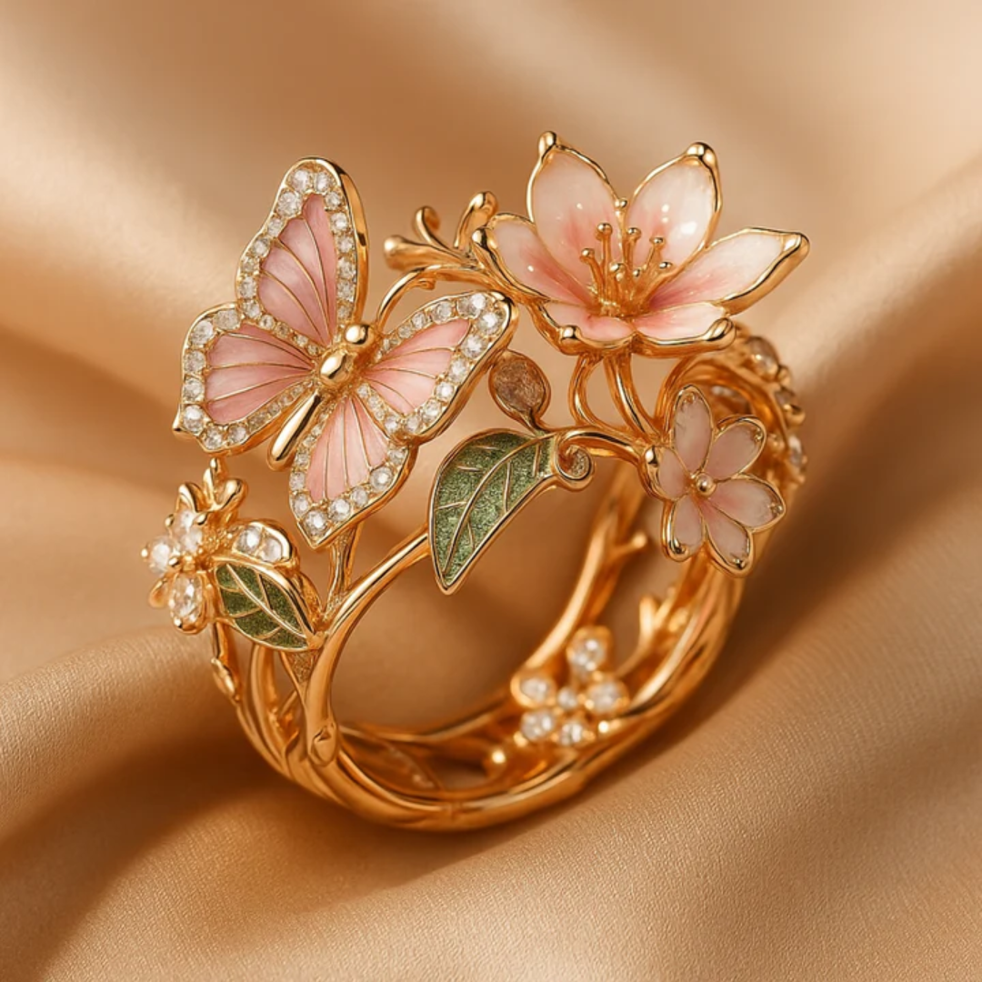 Nature Bright Butterfly Zirconia Ring