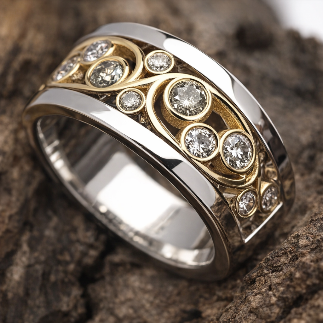 Vintage Gold & Silver Ivy Zirconia Ring