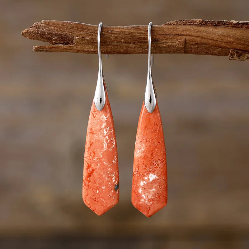Autumn Blaze Triangle Jadeite Earrings