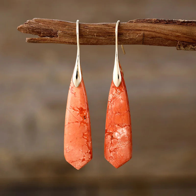 Autumn Blaze Triangle Jadeite Earrings