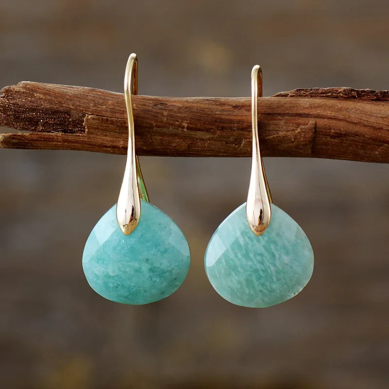 Amazonite Gold Drop Earrings