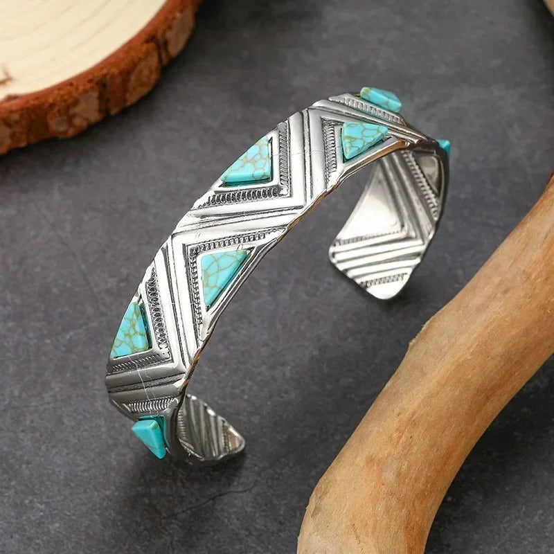 Vintage Bohemian Tribal Turquoise Bangle Bracelet